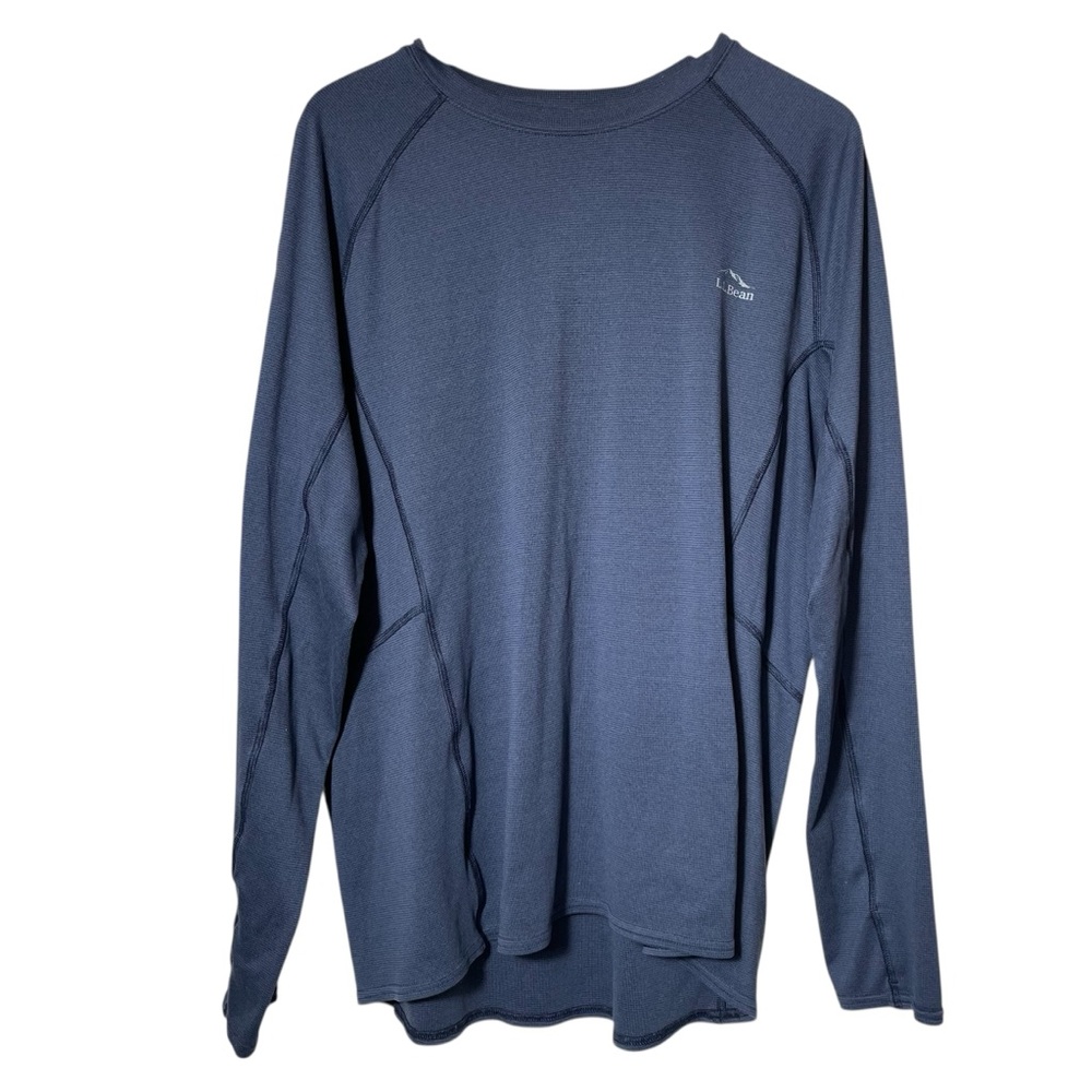 L.L. Bean Men's Deep Grey Blue Pullover Long Sleeve Flat Seams Tee Shirt